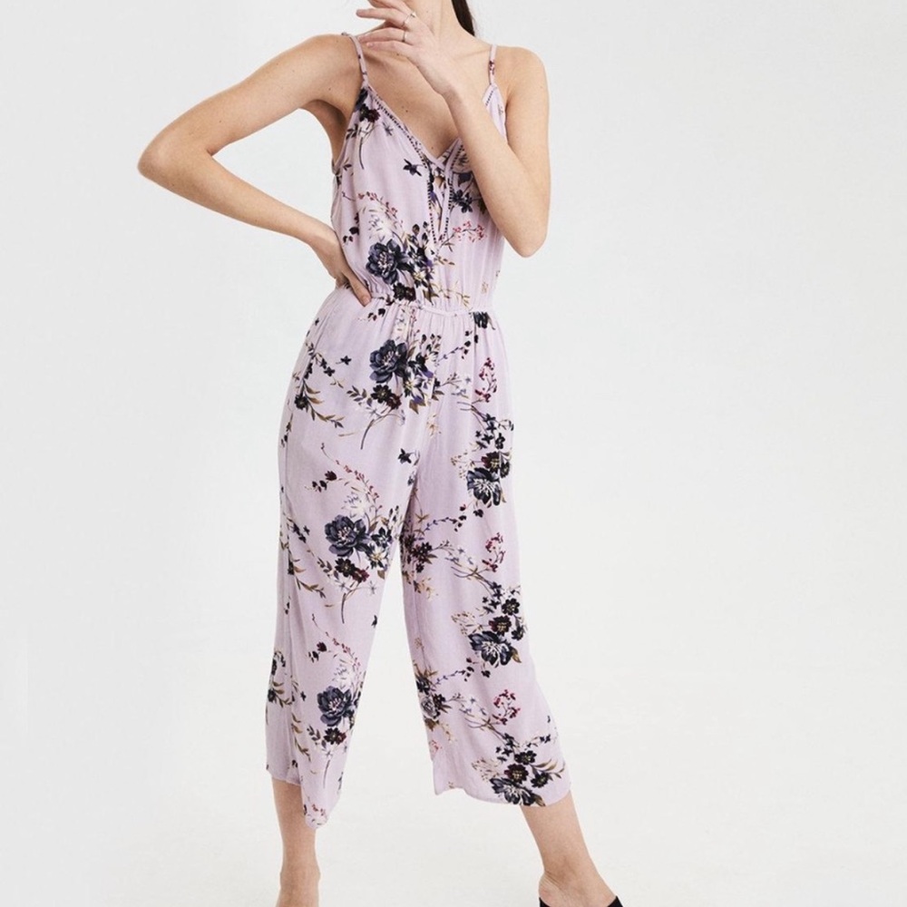 Purple floral romper/jumper